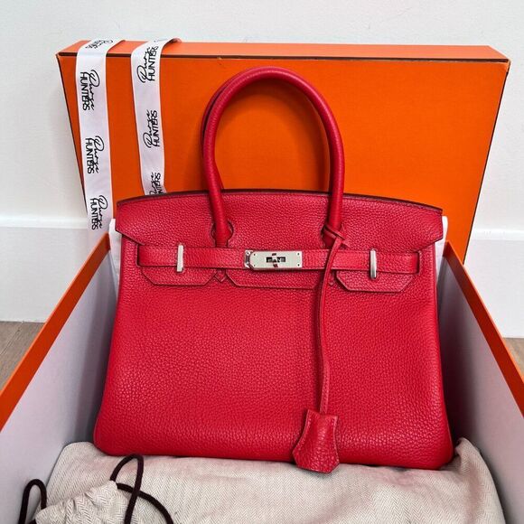 Hermes Handbags - 100% Authentic Hermes Birkin 30 Geranium in Togo with SHW Stamp P